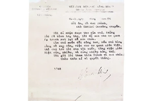 Thư Chủ tịch Hồ Chí Minh gửi cụ Hồ Đức Thành (tháng 3/1948). Tư liệu gia đình