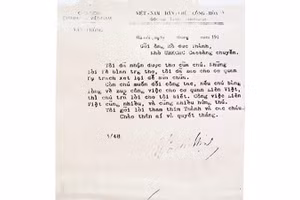 Thư Chủ tịch Hồ Chí Minh gửi cụ Hồ Đức Thành (tháng 3/1948). Tư liệu gia đình