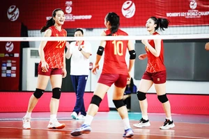Tuyển bóng chuyền nữ U21 Việt Nam chia tay giải vô địch thế giới bằng chiến thắng trước CH Dominica. Ảnh: VOLLEYBALL WORLD