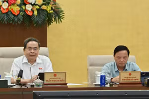 Chủ tịch Quốc hội Trần Thanh Mẫn phát biểu tại Phiên họp thứ 4 của Ủy ban Thường vụ Quốc hội. (Ảnh: THỦY NGUYÊN)