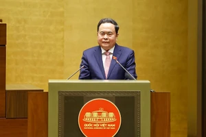 Chủ tịch Quốc hội Trần Thanh Mẫn phát biểu. (Ảnh: TTXVN)
