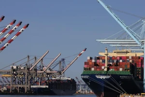  Hàng hóa tại cảng Los Angeles, bang California, Mỹ. (Ảnh: Xinhua)