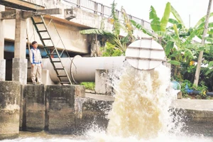 Vận hành hệ thống thủy lợi ngăn mặn, trữ ngọt phục vụ sản xuất nông nghiệp trên địa bàn Tây Ninh.