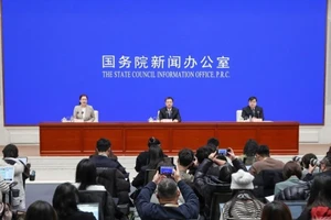 Quang cảnh buổi họp báo công bố tình hình kinh tế Trung Quốc năm 2025. (Ảnh: Văn phòng Báo chí Quốc vụ viện Trung Quốc)