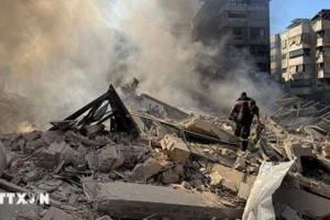 Cảnh đổ nát sau một vụ tấn công tại Liban. (Ảnh: THX/TTXVN)