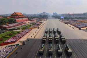 Đội hình tên lửa hạt nhân tham gia cuộc duyệt binh tại Thủ đô Bắc Kinh, Trung Quốc, ngày 3/9/2025. (Ảnh: Xinhua) 