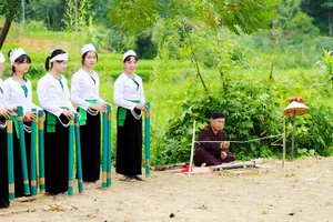 Biểu diễn trống đất kết hợp hát ví, hát giang của người Mường.
