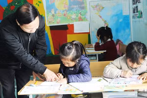 Giờ học tại điểm trường Coọc Mu.