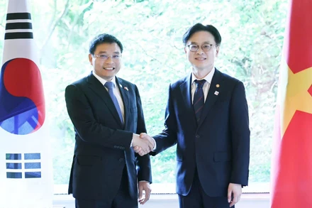 Bộ trưởng Tài chính Nguyễn Văn Thắng làm việc với Bộ trưởng Thương mại, Công nghiệp và Năng lượng Hàn Quốc. 