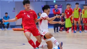 U16 futsal Việt Nam có trận hòa trong ngày ra quân Giải futsal U16 Đông Nam Á 2025. (Ảnh: VFF) 