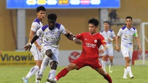 Thể Công Viettel giành chiến thắng sát nút trước Hà Nội. (Ảnh: TRẦN HẢI)