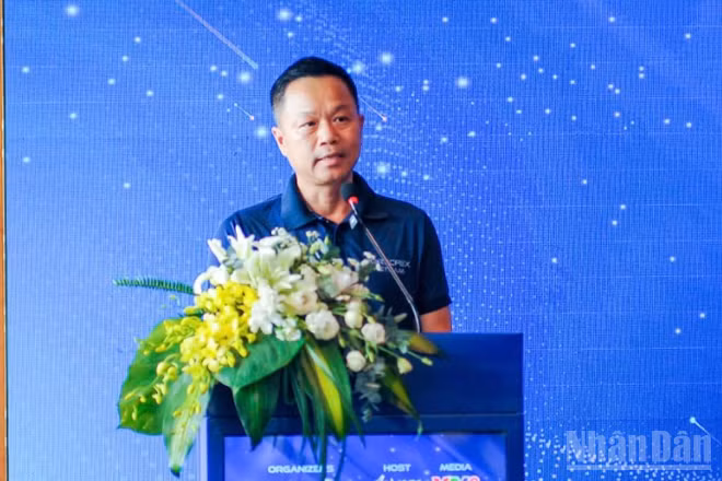 Ông Nguyễn Đức Quỳnh, người sáng lập và Chủ tịch HORECFEX Việt Nam phát biểu tại buổi họp báo.