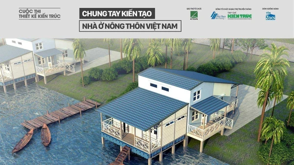 Mẫu nhà dành cho khu vực ngập lụt miền Tây Nam Bộ của nhóm thiết kế do KTS Nguyễn Quốc Hoàng chủ trì. (Nguồn: Tạp chí Kiến trúc)
