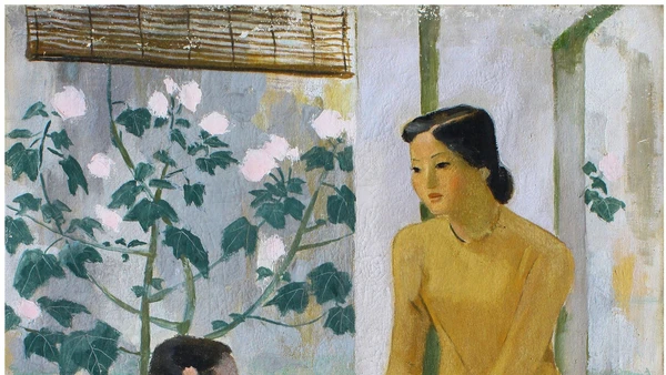 Tô Ngọc Vân, Hai thiếu nữ và em bé, sơn dầu, 100,2 x 75cm, sáng tác năm 1944, trong danh mục Bảo vật quốc gia, thuộc sưu tập của Bảo tàng Mỹ thuật Việt Nam.