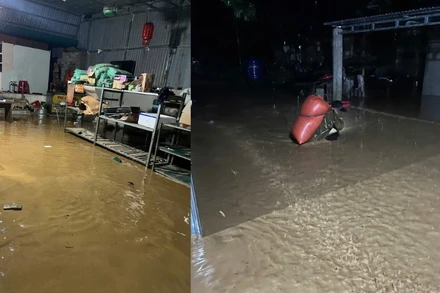 Lũ quét gây ngập úng nhà dân. 