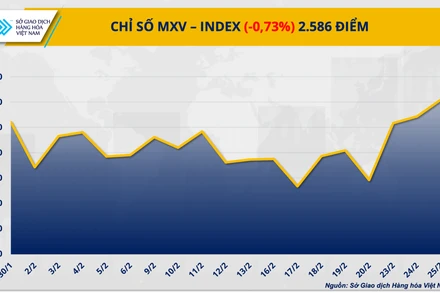MXV-Index đứt mạch tăng 4 phiên, rơi khỏi vùng 2.600 điểm