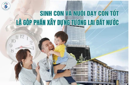 Poster hưởng ứng Ngày Dân số thế giới 11/7. ( MINH ĐỨC) 