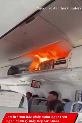 Máy bay phải hạ cánh khẩn cấp do pin lithium bốc cháy trong ngăn hành lý