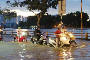 Triều cường gây ngập tại ven biển Bắc Bộ. (Ảnh: Trung tâm Dự báo khí tượng thủy văn quốc gia)