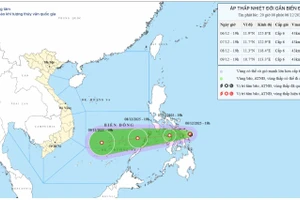 Bản đồ dự báo quỹ đạo và cường độ áp thấp nhiệt đới phát lúc 20 giờ ngày 6/12/2025. (Nguồn: Trung tâm Dự báo khí tượng thủy văn quốc gia)