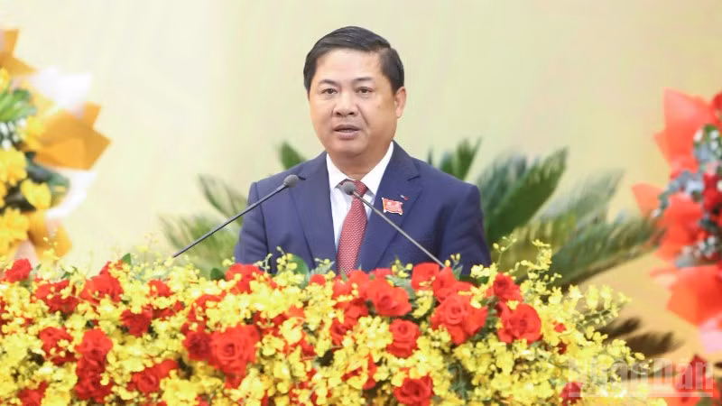 Bí thư Thành ủy Đà Nẵng Lương Nguyễn Minh Triết phát biểu bế mạc Đại hội đại biểu lần thứ I Đảng bộ thành phố Đà Nẵng nhiệm kỳ 2025-2030. (Ảnh: ANH ĐÀO)