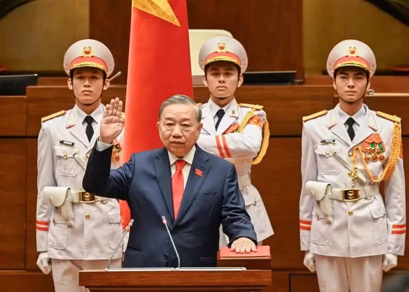 Phát biểu nhậm chức Chủ tịch nước của đồng chí Tô Lâm, Tổng Bí thư Ban Chấp hành Trung ương Đảng Tổng Bí thư, Chủ tịch nước Cộng hòa xã hội chủ nghĩa Việt Nam Tô Lâm tuyên thệ nhậm chức. (Ảnh: THỦY NGUYÊN)