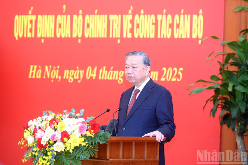 Tổng Bí thư Tô Lâm phát biểu chỉ đạo và giao nhiệm vụ. (Ảnh: ĐĂNG KHOA)