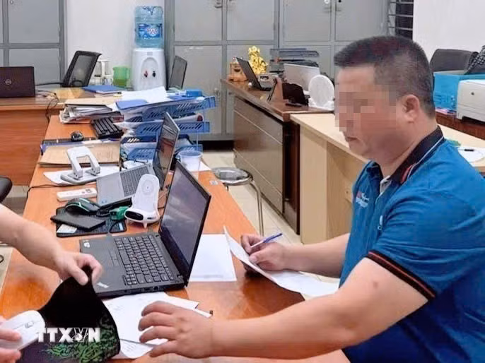 Ông Bùi Trường Sơn tại Cơ quan Công an. (Ảnh: TTXVN)