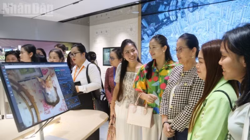 Tham quan phần mềm AI tại Trung tâm trí tuệ nhân tạo Ngũ Tượng, thành phố Nam Ninh, Quảng Tây, Trung Quốc.