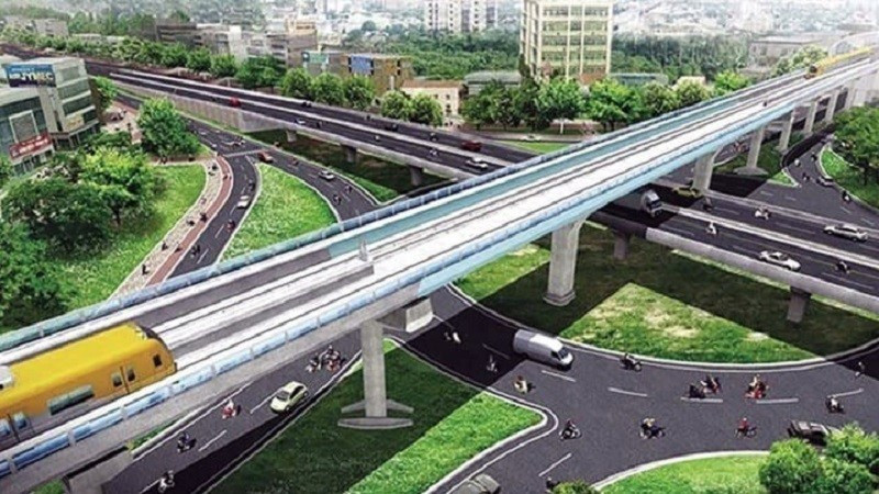 Phối cảnh một đoạn tuyến đường sắt đô thị số 5.