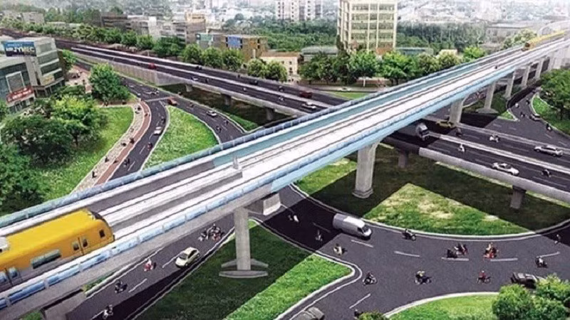 Phối cảnh một đoạn tuyến đường sắt đô thị số 5.