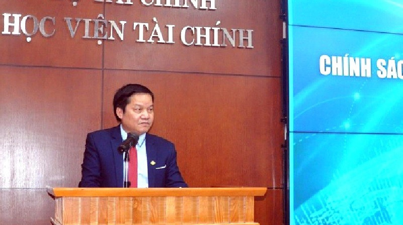 PGS.TS Nguyễn Mạnh Thiều - Phó Giám đốc Học viện Tài chính phát biểu tại hội thảo
