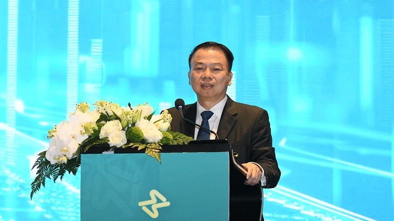 Thứ trưởng Bộ Tài chính Nguyễn Đức Chi phát biểu tại hội nghị. Ảnh: DUY GIANG 