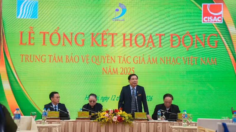 Quang cảnh Lễ tổng kết hoạt động Trung tâm bảo vệ quyền tác giả âm nhạc Việt Nam năm 2025.
