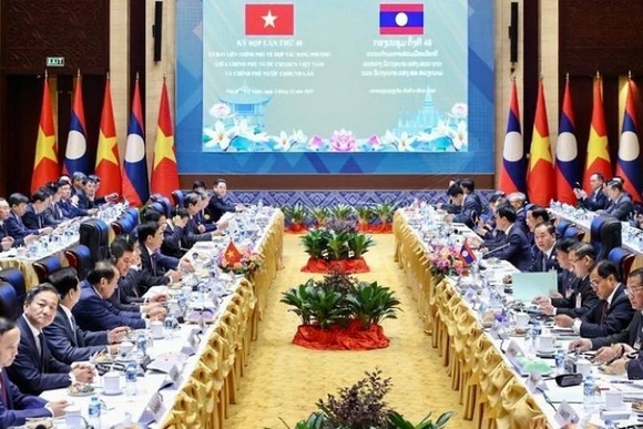 Quang cảnh Kỳ họp lần thứ 48 Ủy ban liên Chính phủ về hợp tác song phương Việt Nam-Lào. (Ảnh: VGP/Nhật Bắc)