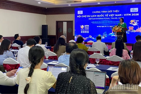 Phó Cục trưởng Cục Du lịch Quốc gia Việt Nam Nguyễn Thị Hoa Mai phát biểu tại sự kiện. (Ảnh: CHIÊU ANH)