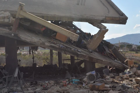 Khung cảnh đổ nát sau một cuộc không kích của Israel nhằm vào mục tiêu Hezbollah ở Mashgharah, Liban ngày 2/3. (Ảnh: THX/TTXVN)