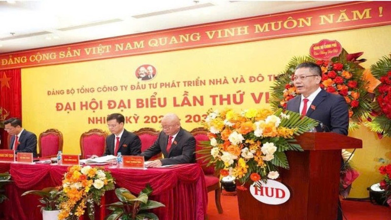 Chủ tịch Hội đồng thành viên HUD Đậu Minh Thanh phát biểu tại Đại hội. (Ảnh: HỢP PHÚC) z6787494966142-eb1c374e822d2c94b3faf477748081eb-8943.jpg