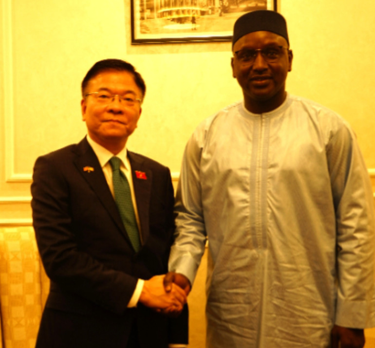 Phó Thủ tướng Lê Thành Long làm việc với Bộ trưởng Bộ Thủy lợi và Nước sạch Senegal Cheikh Tidiane Dieye thảo luận về những nội dung hợp tác về thủy lợi và quản lý nguồn nước. anh-2-6780.jpg
