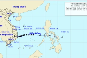 Áp thấp nhiệt đới tiếp tục suy yếu thành vùng áp thấp và tan dần. (Nguồn: nchmf.gov.vn)