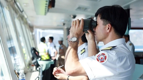 Ảnh minh họa: Một hoa tiêu tàu đang thực hiện nhiệm vụ.