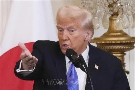 Tổng thống Mỹ Donald Trump phát biểu tại Nhà Trắng. (Ảnh: IRNA/TTXVN)