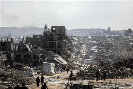 Cảnh đổ nát do xung đột tại Dải Gaza. (Ảnh: THX/TTXVN)