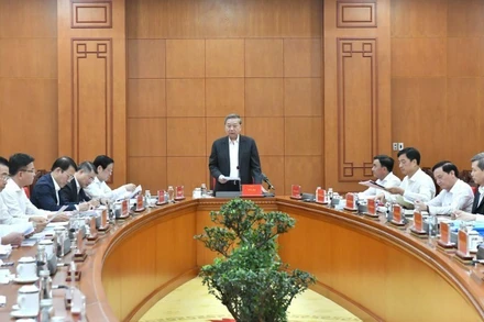 Tổng Bí thư Tô Lâm chủ trì Cuộc họp Thường trực Ban Chỉ đạo Trung ương về phòng, chống tham nhũng, lãng phí, tiêu cực, ngày 25/3/2025. (Ảnh: ĐĂNG KHOA)