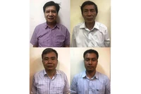 Bị can Trần Ngọc Hà (trên,bên trái); bị can Lâm Chí Quang (trên, bên phải); bị can Vũ Từ Công (dưới, bên trái); bị can Nguyễn Mạnh Chung (dưới, bên phải)