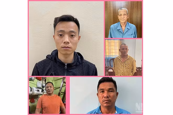 Năm đối tượng tại cơ quan Công an.