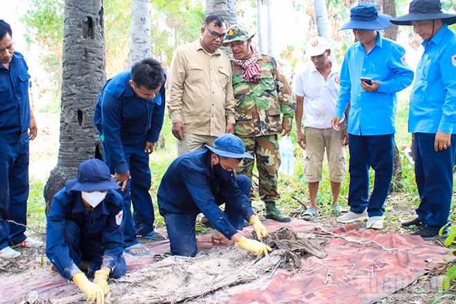 Đội K91 quy tập được 1 hài cốt tại Gò Pua Prey, ấp Prey Svay, xã Choong Ompu, huyện Kanh Chrich, Vương quốc Campuchia.