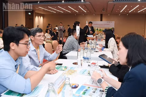 Hội thảo “Kết nối cung cầu giữa doanh nghiệp Việt Nam và doanh nghiệp Thái Lan” diễn ra tại Bangkok. (Ảnh: XUÂN SƠN)