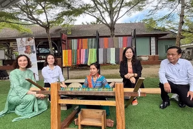 Không gian trải nghiệm nghề truyền thống tại Di sản văn hóa thế giới Mỹ Sơn - xã Thu Bồn, thành phố Đà Nẵng. (Ảnh: KHÁNH CHI) 