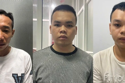 Ba đối tượng tại cơ quan điều tra. (Ảnh: Công an cung cấp)